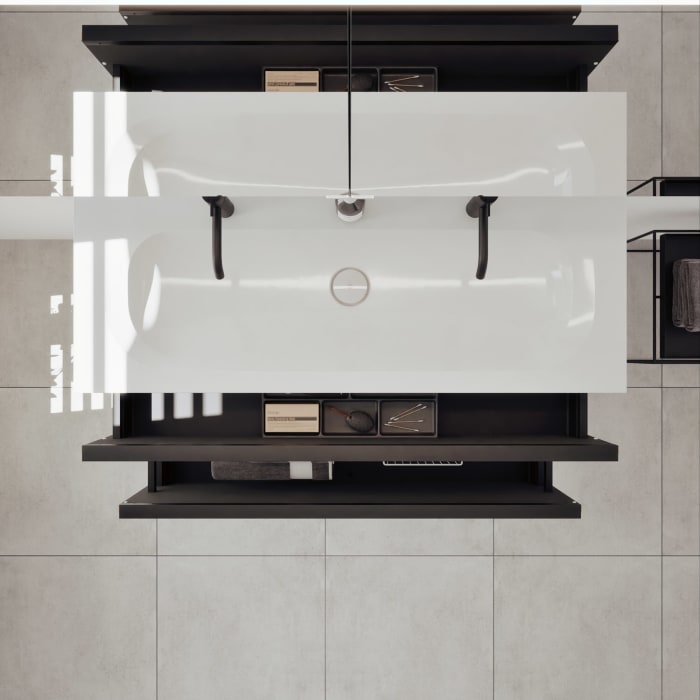 burgbad Fiumo 2.0 Badmöbelset 122 cm mit Waschtisch mit Unterschrank mit Griff G0200 und Spiegelschrank