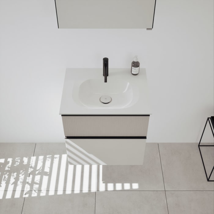 burgbad Fiumo 2.0 Badmöbelset 62 cm mit Waschtisch mit Unterschrank mit Griff G0200 und Spiegelschrank