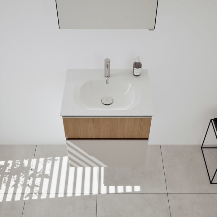 burgbad Fiumo 2.0 Badmöbelset 62 cm mit Waschtisch mit Unterschrank mit Griff G0146 und Spiegelschrank