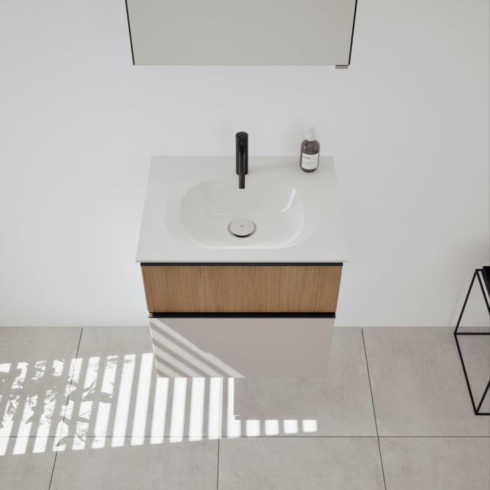 burgbad Fiumo 2.0 Badmöbelset 62 cm mit Waschtisch mit Unterschrank mit Griff G0200 und Spiegelschrank