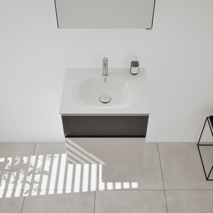 burgbad Fiumo 2.0 Badmöbelset 62 cm mit Waschtisch mit Unterschrank mit Griff G0146 und Spiegelschrank