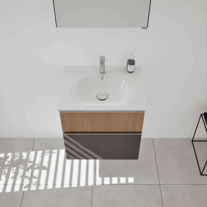 burgbad Fiumo 2.0 Badmöbelset 62 cm mit Waschtisch mit Unterschrank mit Griff G0146 und Spiegelschrank