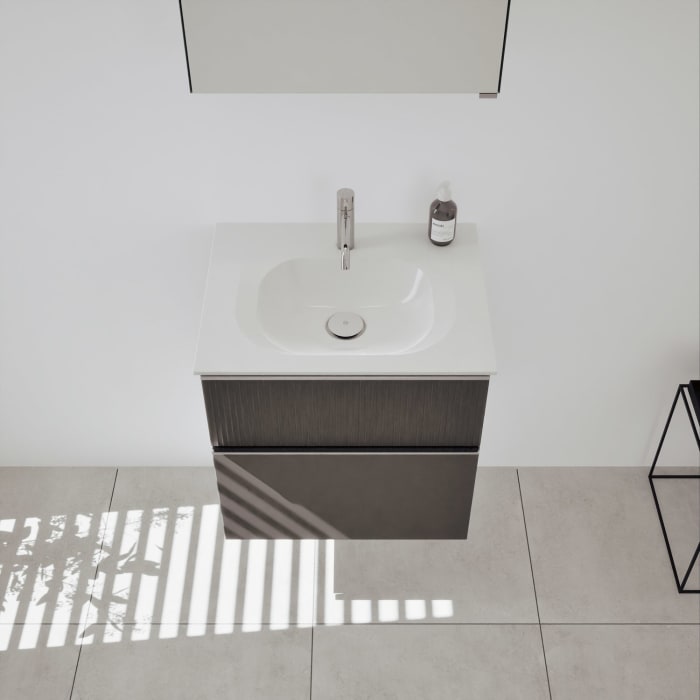 burgbad Fiumo 2.0 Badmöbelset 62 cm mit Waschtisch mit Unterschrank mit Griff G0146 und Spiegelschrank