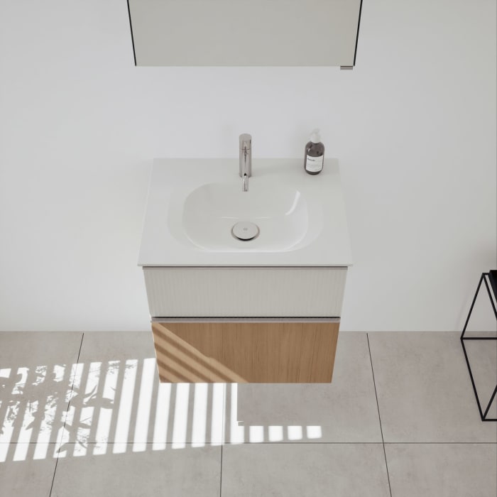 burgbad Fiumo 2.0 Badmöbelset 62 cm mit Waschtisch mit Unterschrank mit Griff G0146 und Spiegelschrank