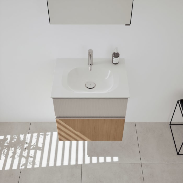 burgbad Fiumo 2.0 Badmöbelset 62 cm mit Waschtisch mit Unterschrank mit Griff G0146 und Spiegelschrank