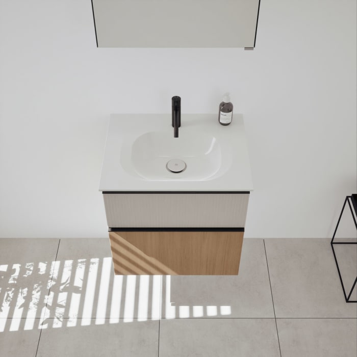 burgbad Fiumo 2.0 Badmöbelset 62 cm mit Waschtisch mit Unterschrank mit Griff G0200 und Spiegelschrank