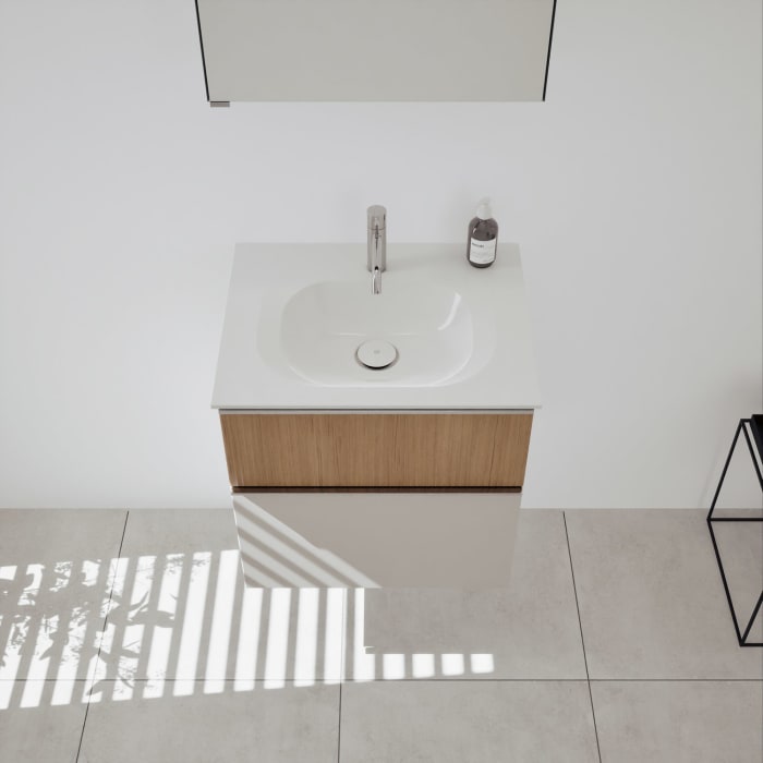 burgbad Fiumo 2.0 Badmöbelset 62 cm mit Waschtisch mit Unterschrank mit Griff G0146 und Spiegelschrank