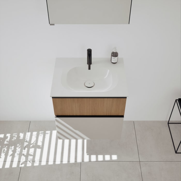 burgbad Fiumo 2.0 Badmöbelset 62 cm mit Waschtisch mit Unterschrank mit Griff G0200 und Spiegelschrank