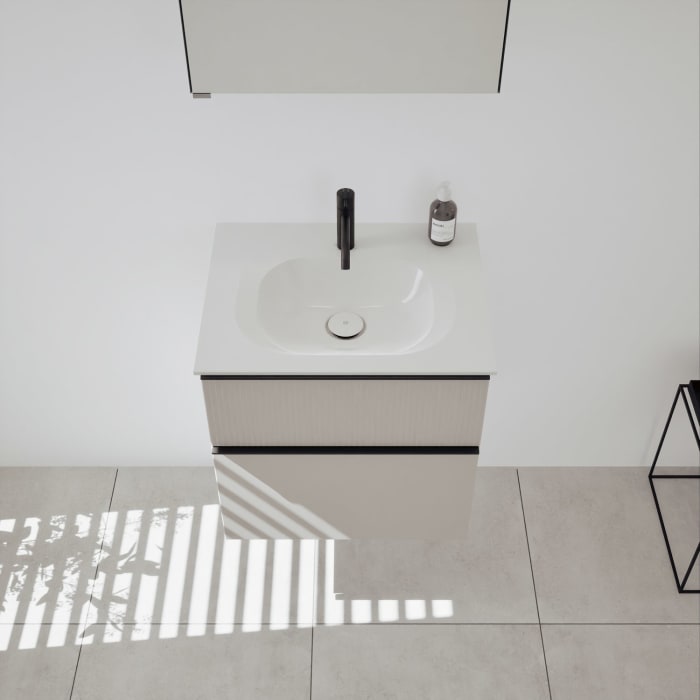 burgbad Fiumo 2.0 Badmöbelset 62 cm mit Waschtisch mit Unterschrank mit Griff G0200 und Spiegelschrank