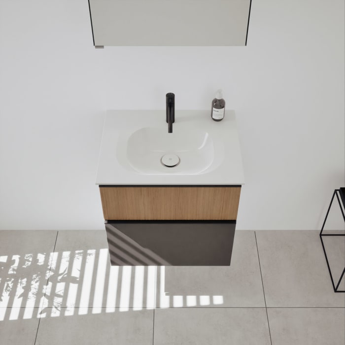 burgbad Fiumo 2.0 Badmöbelset 62 cm mit Waschtisch mit Unterschrank mit Griff G0200 und Spiegelschrank