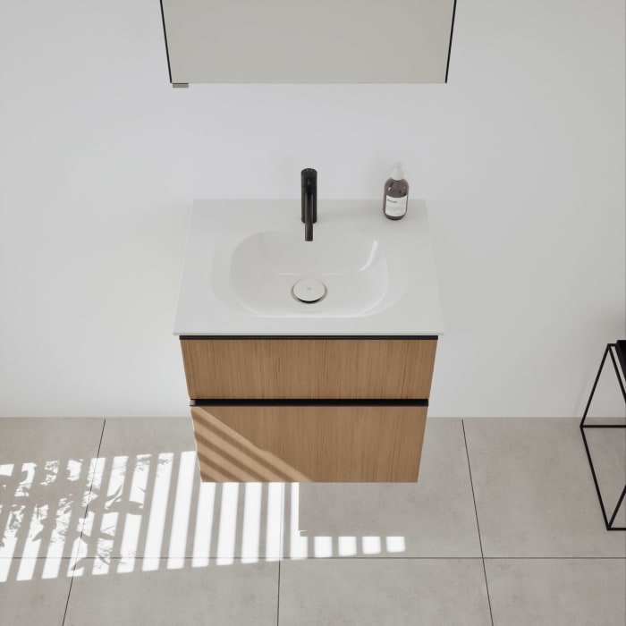 burgbad Fiumo 2.0 Badmöbelset 62 cm mit Waschtisch mit Unterschrank mit Griff G0200 und Spiegelschrank