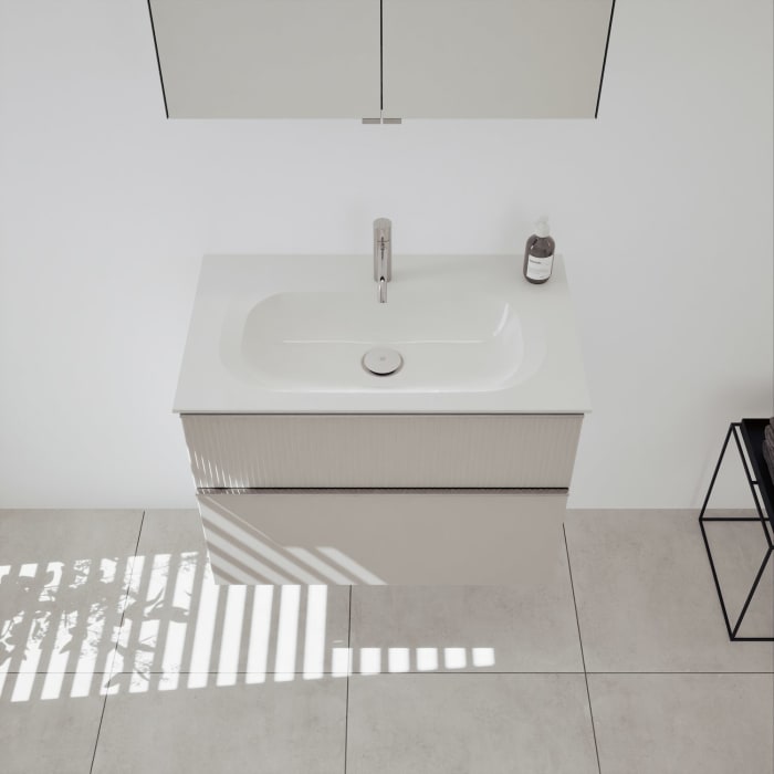 burgbad Fiumo 2.0 Badmöbelset 82 cm mit Waschtisch mit Unterschrank mit Griff G0146 und Spiegelschrank