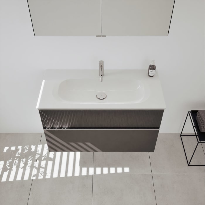 burgbad Fiumo 2.0 Badmöbelset 102 cm mit Waschtisch mit Unterschrank mit Griff G0146 und Spiegelschrank