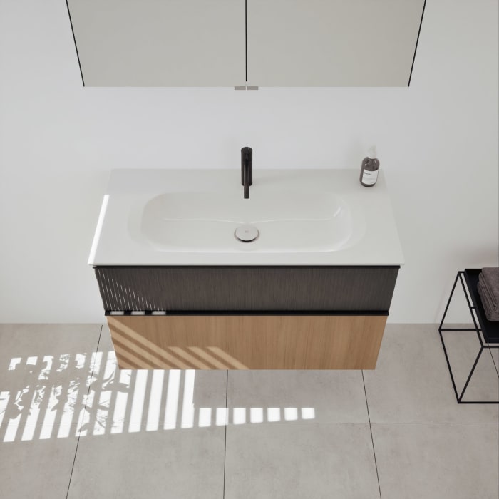 burgbad Fiumo 2.0 Badmöbelset 102 cm mit Waschtisch mit Unterschrank mit Griff G0200 und Spiegelschrank