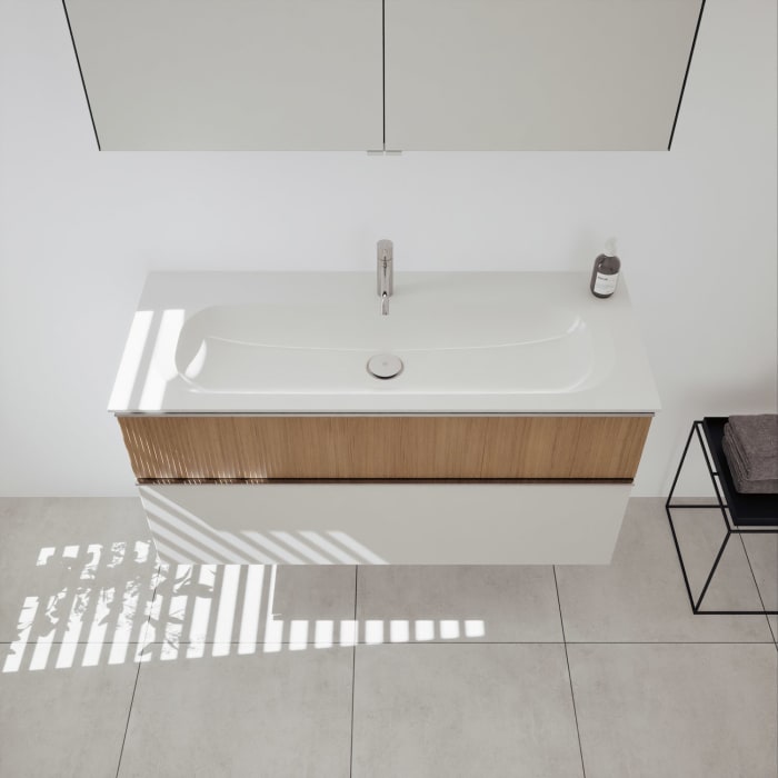 burgbad Fiumo 2.0 Badmöbelset 122 cm mit Waschtisch mit Unterschrank mit Griff G0146 und Spiegelschrank