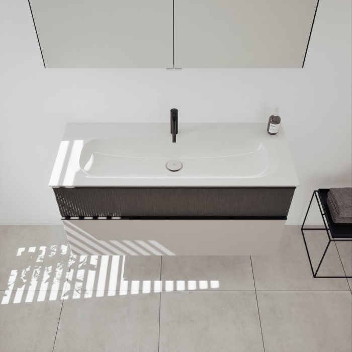 burgbad Fiumo 2.0 Badmöbelset 122 cm mit Waschtisch mit Unterschrank mit Griff G0200 und Spiegelschrank