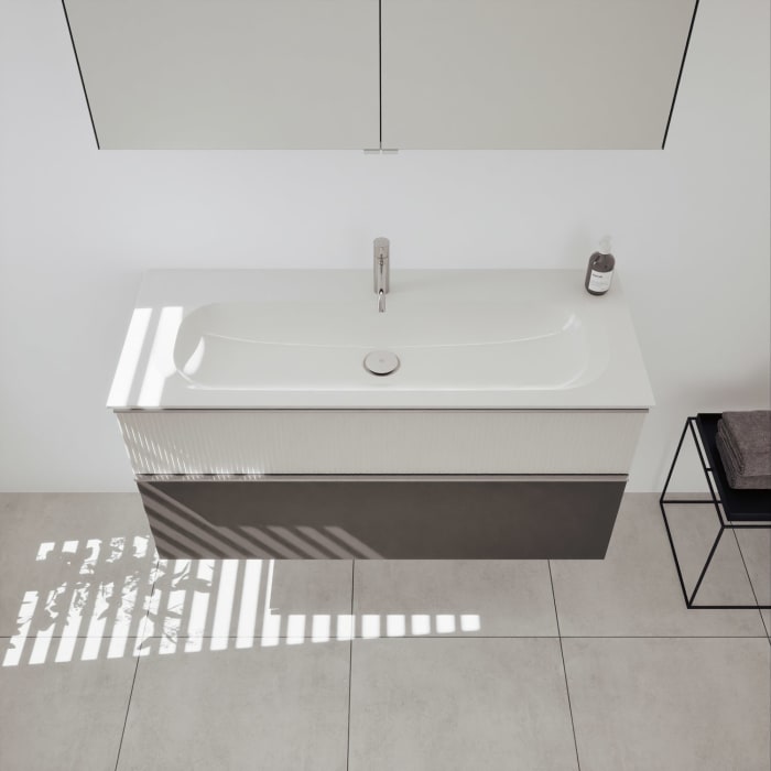 burgbad Fiumo 2.0 Badmöbelset 122 cm mit Waschtisch mit Unterschrank mit Griff G0146 und Spiegelschrank