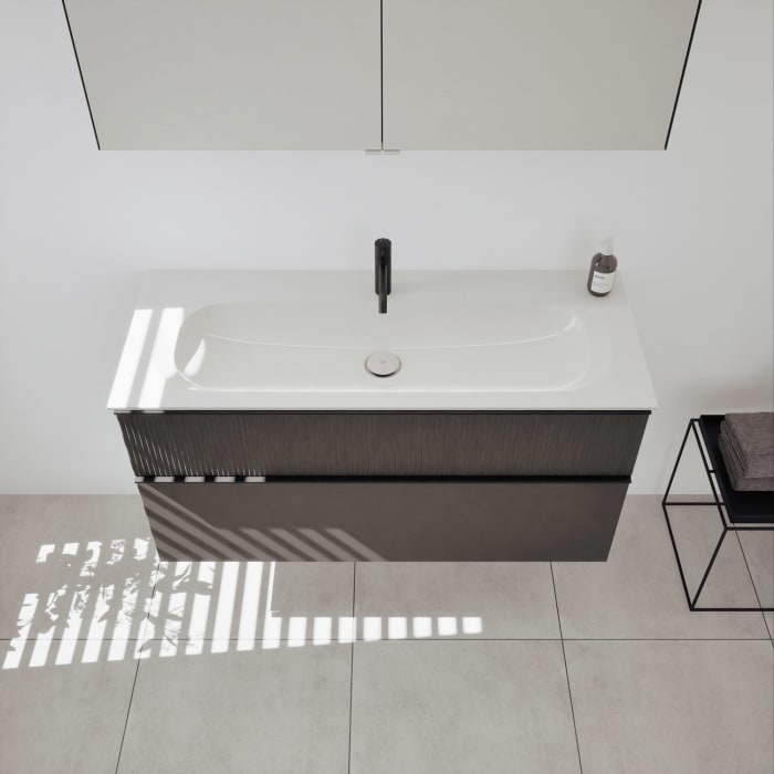 burgbad Fiumo 2.0 Badmöbelset 122 cm mit Waschtisch mit Unterschrank mit Griff G0200 und Spiegelschrank