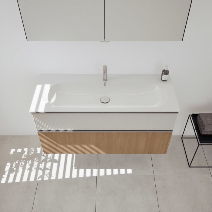 burgbad Fiumo 2.0 Badmöbelset 122 cm mit Waschtisch mit Unterschrank mit Griff G0146 und Spiegelschrank