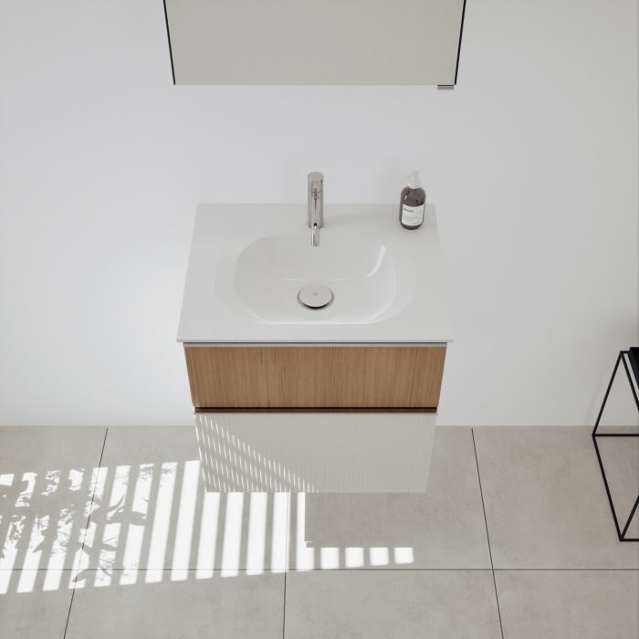 burgbad Fiumo 2.0 Badmöbelset 62 cm mit Waschtisch mit Unterschrank mit Griff G0146 und Spiegelschrank