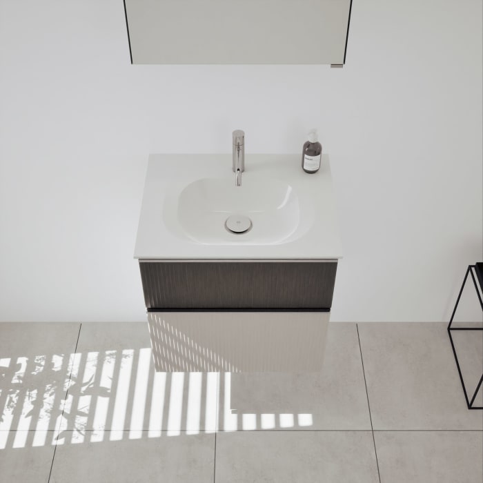 burgbad Fiumo 2.0 Badmöbelset 62 cm mit Waschtisch mit Unterschrank mit Griff G0146 und Spiegelschrank