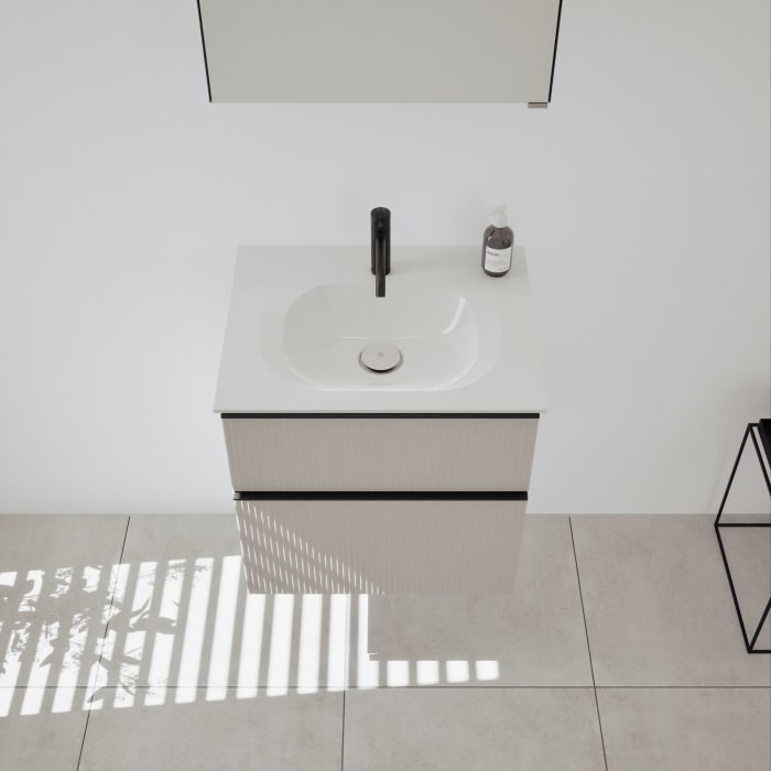 burgbad Fiumo 2.0 Badmöbelset 62 cm mit Waschtisch mit Unterschrank mit Griff G0200 und Spiegelschrank