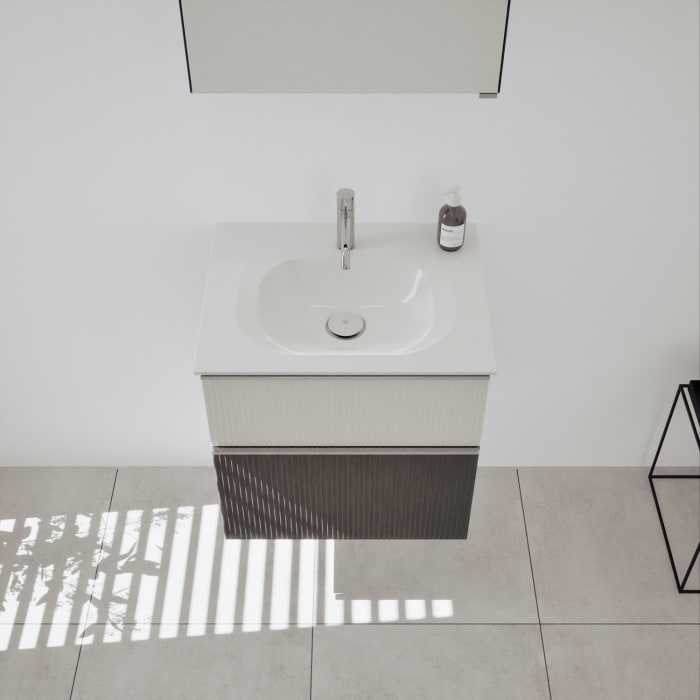 burgbad Fiumo 2.0 Badmöbelset 62 cm mit Waschtisch mit Unterschrank mit Griff G0146 und Spiegelschrank