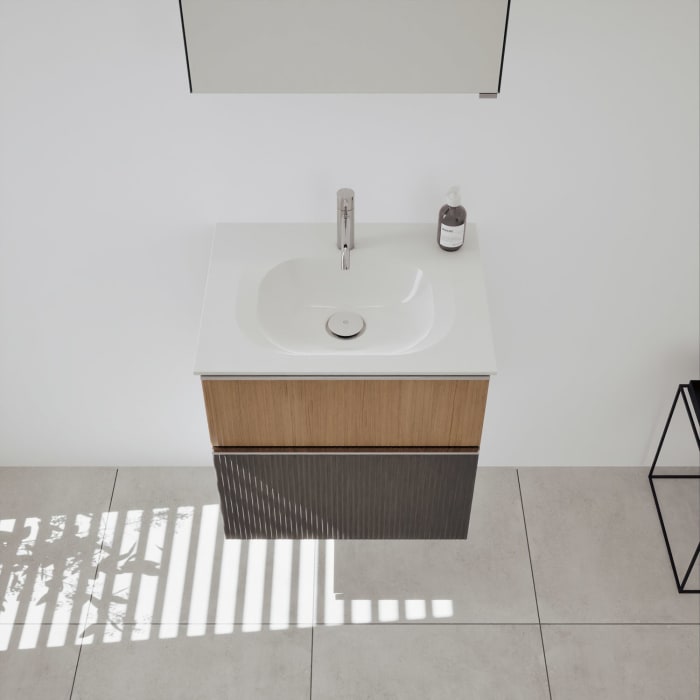 burgbad Fiumo 2.0 Badmöbelset 62 cm mit Waschtisch mit Unterschrank mit Griff G0146 und Spiegelschrank