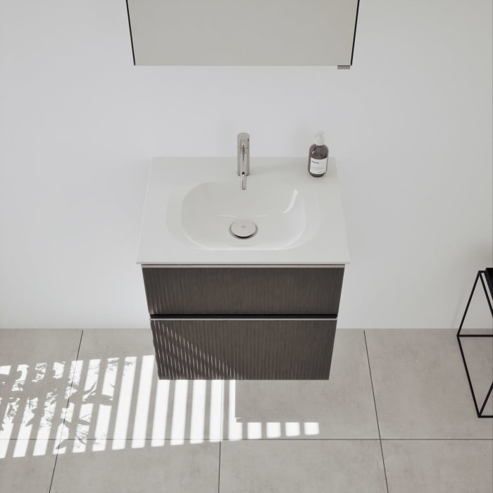 burgbad Fiumo 2.0 Badmöbelset 62 cm mit Waschtisch mit Unterschrank mit Griff G0146 und Spiegelschrank