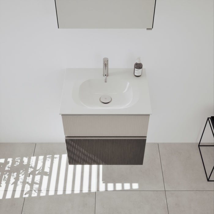 burgbad Fiumo 2.0 Badmöbelset 62 cm mit Waschtisch mit Unterschrank mit Griff G0146 und Spiegelschrank