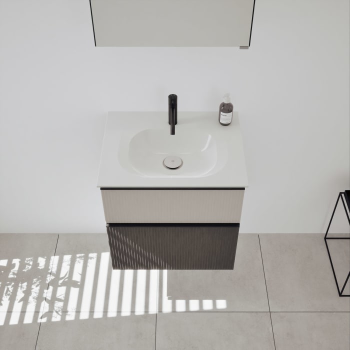 burgbad Fiumo 2.0 Badmöbelset 62 cm mit Waschtisch mit Unterschrank mit Griff G0200 und Spiegelschrank