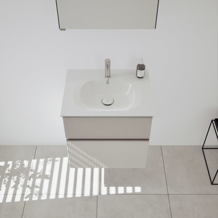 burgbad Fiumo 2.0 Badmöbelset 62 cm mit Waschtisch mit Unterschrank mit Griff G0146 und Spiegelschrank