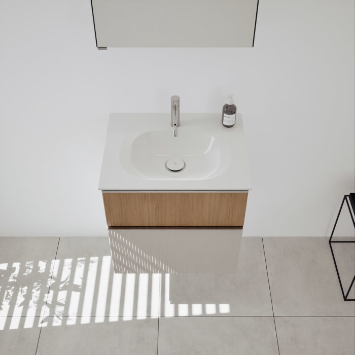 burgbad Fiumo 2.0 Badmöbelset 62 cm mit Waschtisch mit Unterschrank mit Griff G0146 und Spiegelschrank