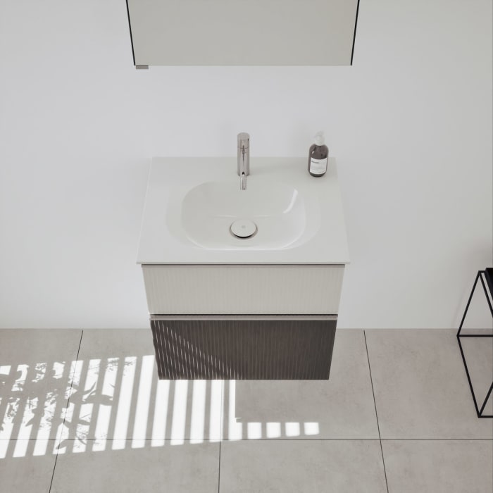 burgbad Fiumo 2.0 Badmöbelset 62 cm mit Waschtisch mit Unterschrank mit Griff G0146 und Spiegelschrank