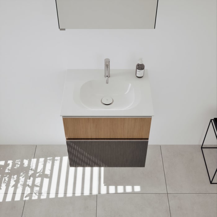 burgbad Fiumo 2.0 Badmöbelset 62 cm mit Waschtisch mit Unterschrank mit Griff G0146 und Spiegelschrank