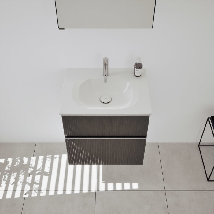 burgbad Fiumo 2.0 Badmöbelset 62 cm mit Waschtisch mit Unterschrank mit Griff G0146 und Spiegelschrank