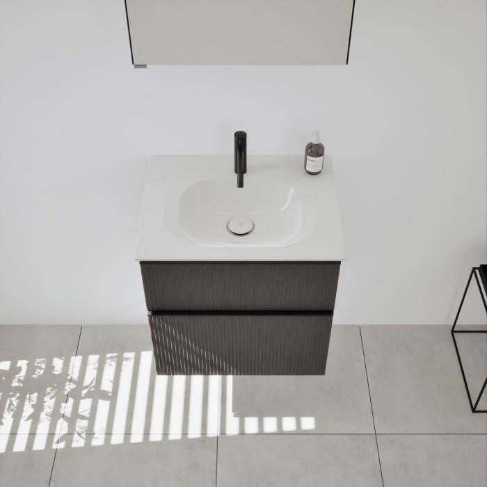 burgbad Fiumo 2.0 Badmöbelset 62 cm mit Waschtisch mit Unterschrank mit Griff G0200 und Spiegelschrank