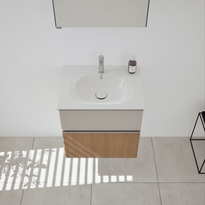 burgbad Fiumo 2.0 Badmöbelset 62 cm mit Waschtisch mit Unterschrank mit Griff G0146 und Spiegelschrank