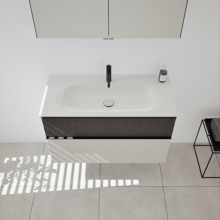 burgbad Fiumo 2.0 Badmöbelset 102 cm mit Waschtisch mit Unterschrank mit Griff G0200 und Spiegelschrank