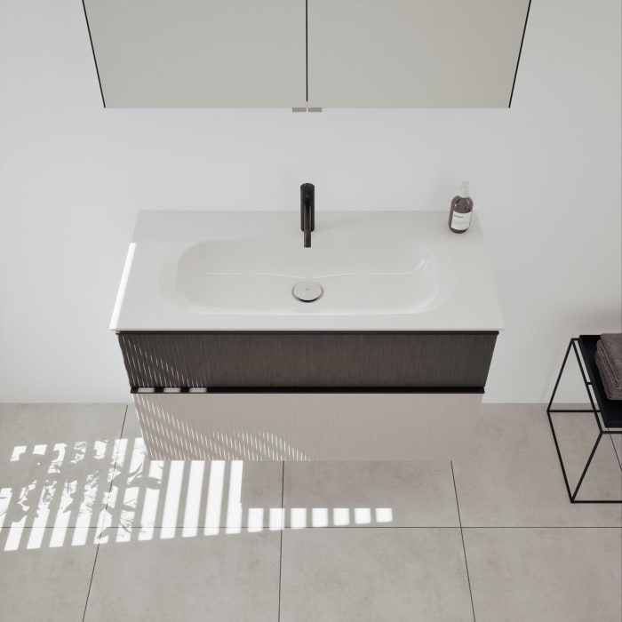 burgbad Fiumo 2.0 Badmöbelset 102 cm mit Waschtisch mit Unterschrank mit Griff G0200 und Spiegelschrank