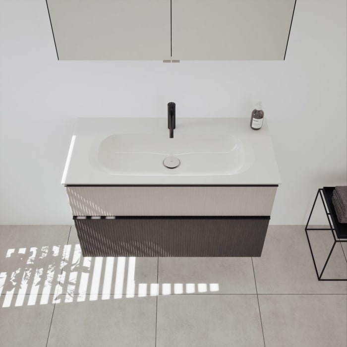 burgbad Fiumo 2.0 Badmöbelset 102 cm mit Waschtisch mit Unterschrank mit Griff G0200 und Spiegelschrank