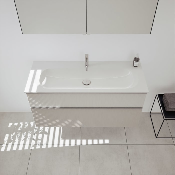 burgbad Fiumo 2.0 Badmöbelset 122 cm mit Waschtisch mit Unterschrank mit Griff G0146 und Spiegelschrank