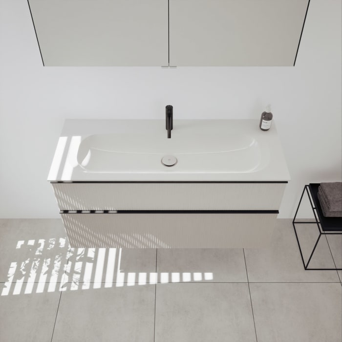 burgbad Fiumo 2.0 Badmöbelset 122 cm mit Waschtisch mit Unterschrank mit Griff G0200 und Spiegelschrank