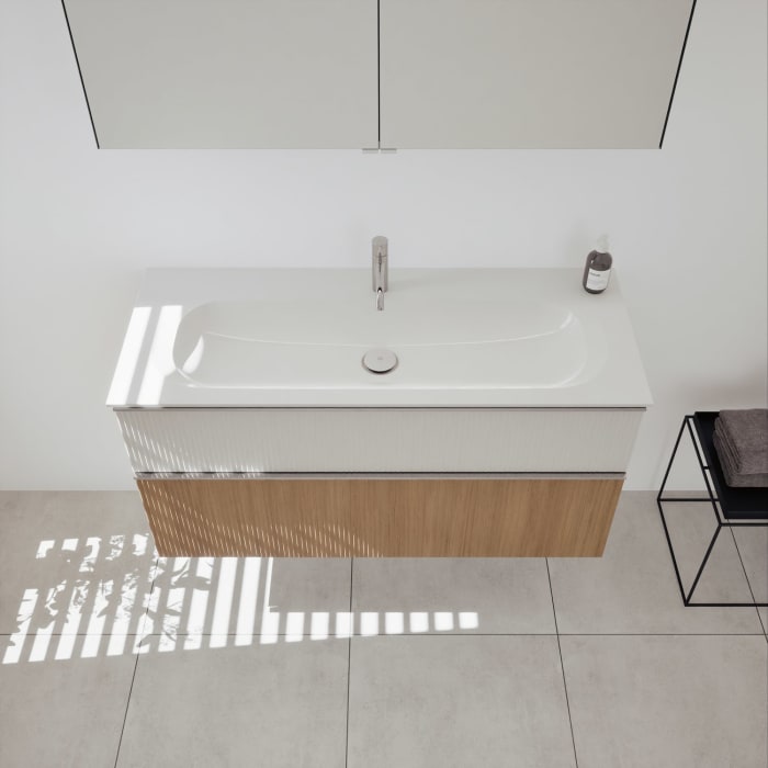 burgbad Fiumo 2.0 Badmöbelset 122 cm mit Waschtisch mit Unterschrank mit Griff G0146 und Spiegelschrank