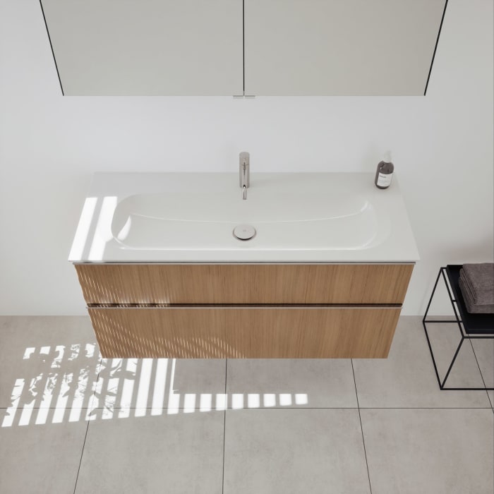 burgbad Fiumo 2.0 Badmöbelset 122 cm mit Waschtisch mit Unterschrank mit Griff G0146 und Spiegelschrank