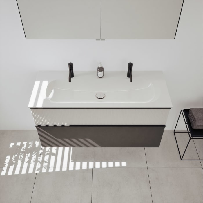 burgbad Fiumo 2.0 Badmöbelset 122 cm mit Waschtisch mit Unterschrank mit Griff G0200 und Spiegelschrank