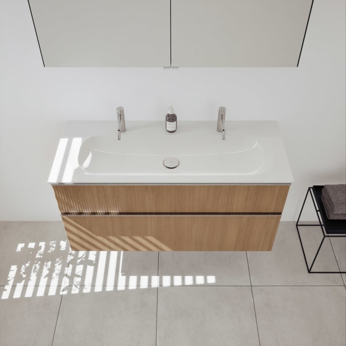 burgbad Fiumo 2.0 Badmöbelset 122 cm mit Waschtisch mit Unterschrank mit Griff G0146 und Spiegelschrank