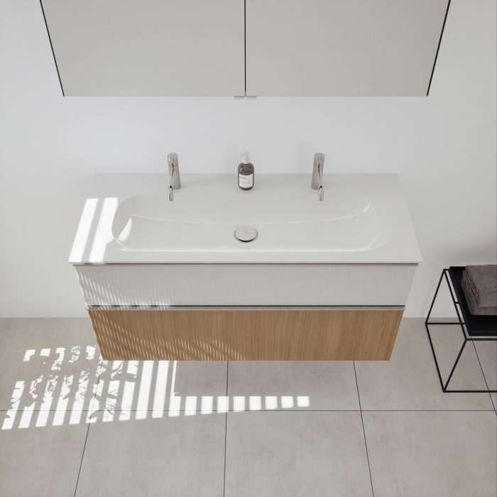 burgbad Fiumo 2.0 Badmöbelset 122 cm mit Waschtisch mit Unterschrank mit Griff G0146 und Spiegelschrank