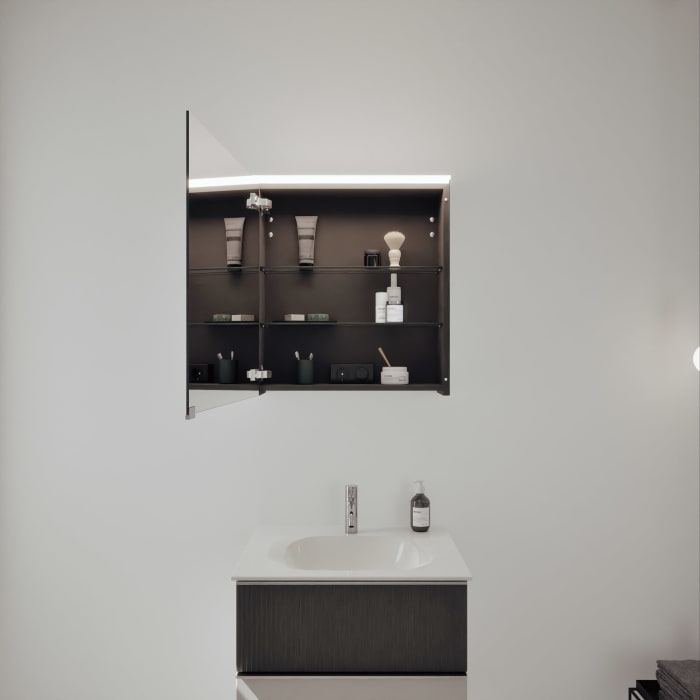 burgbad Fiumo 2.0 Badmöbelset 62 cm mit Waschtisch mit Unterschrank mit Griff G0146 und Spiegelschrank