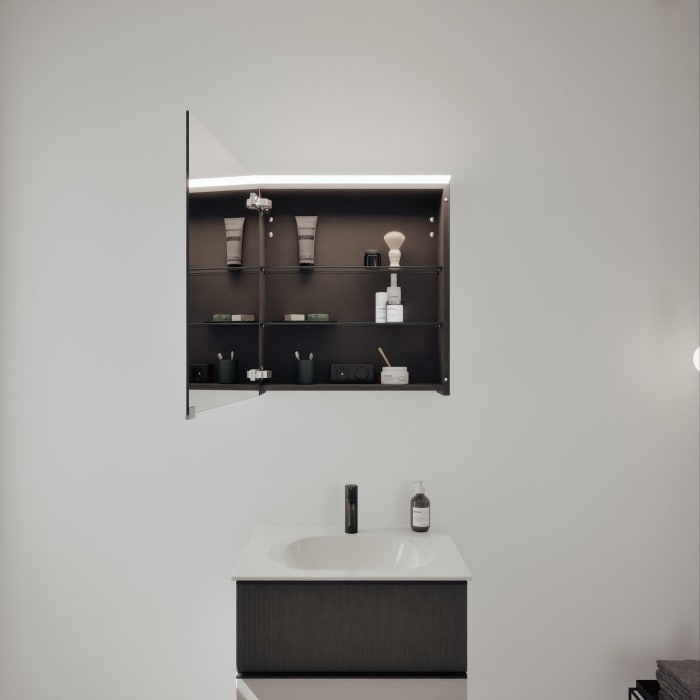 burgbad Fiumo 2.0 Badmöbelset 62 cm mit Waschtisch mit Unterschrank mit Griff G0200 und Spiegelschrank